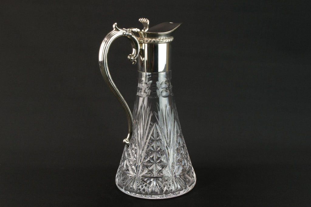 Cut glass & silver plated wine carafe, English 1930s