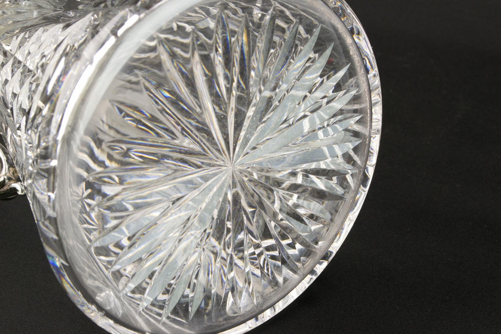 Cut glass & silver plated wine carafe, English 1930s