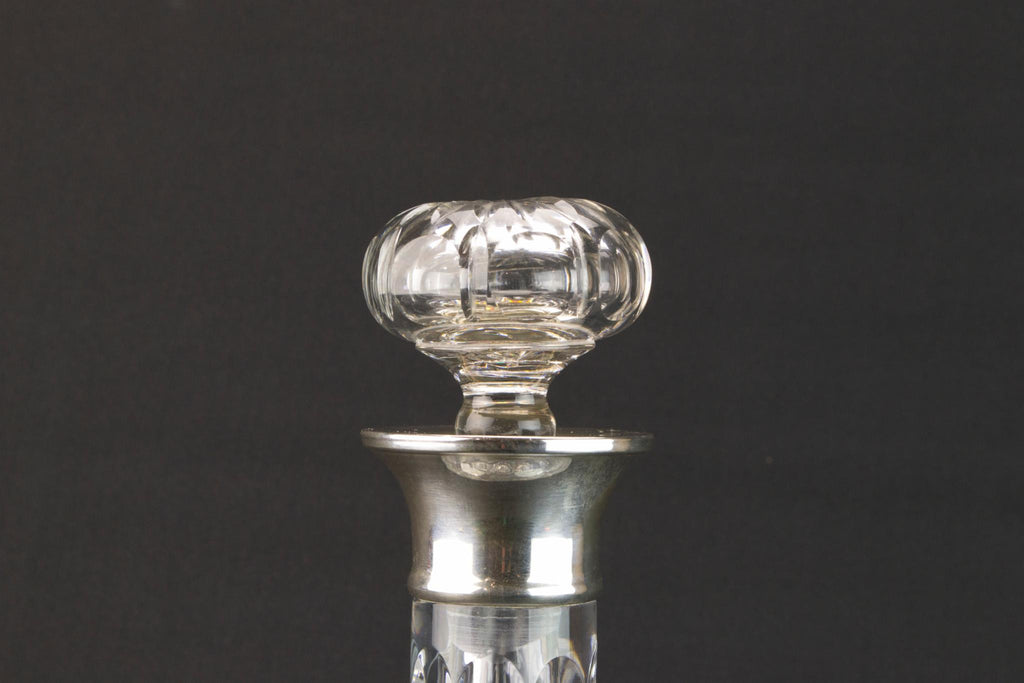 Cut glass & silver collar decanter, English 1972