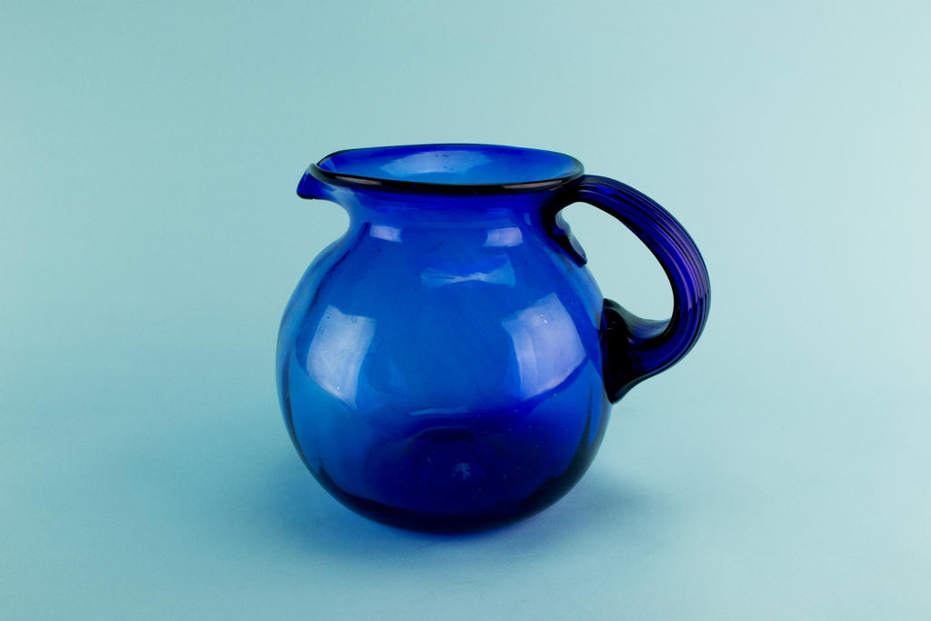 Large Bristol Blue Glass jug, English early 1900s
