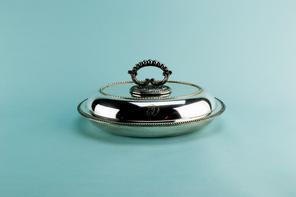 Silver plated hot serving dish, English circa 1900