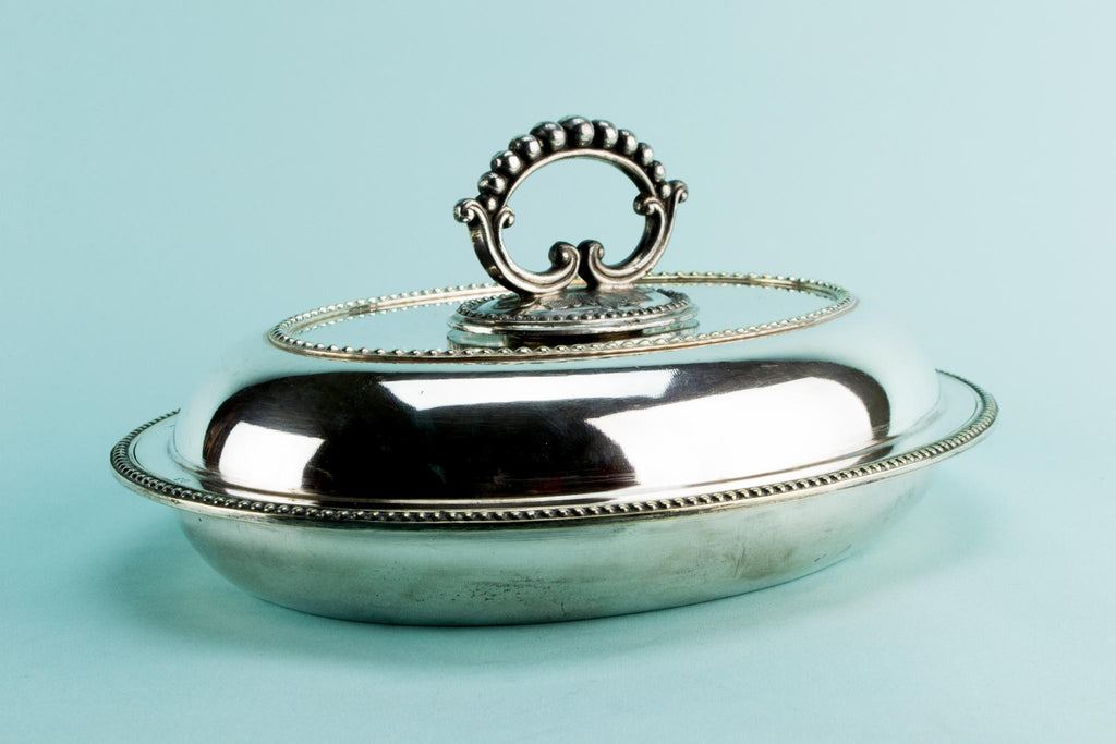 Silver plated hot serving dish, English circa 1900