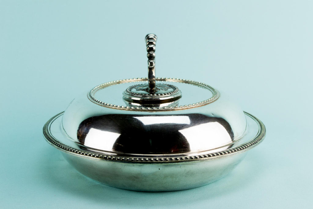 Silver plated hot serving dish, English circa 1900