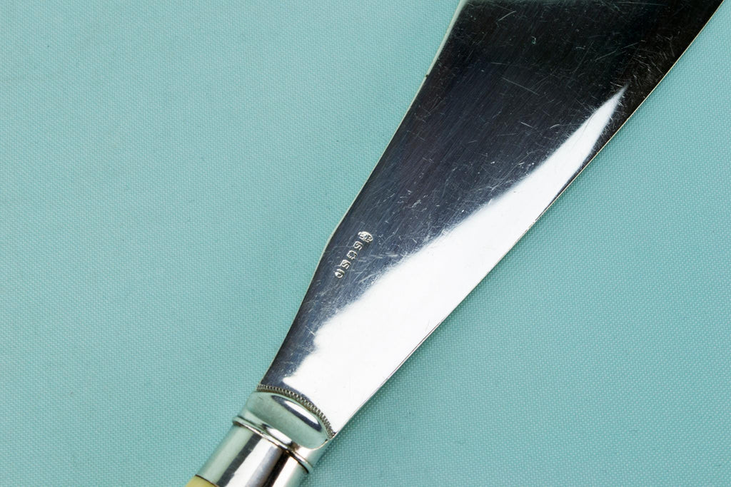 Silver serving fork and knife, English 1905