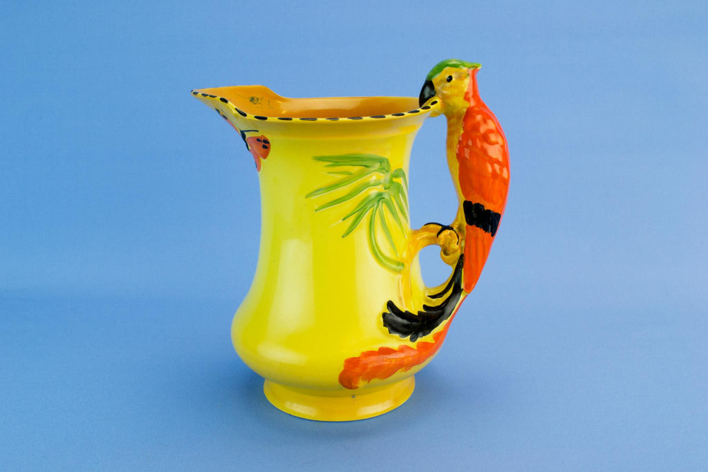 Bold red parrot jug, English 1930s