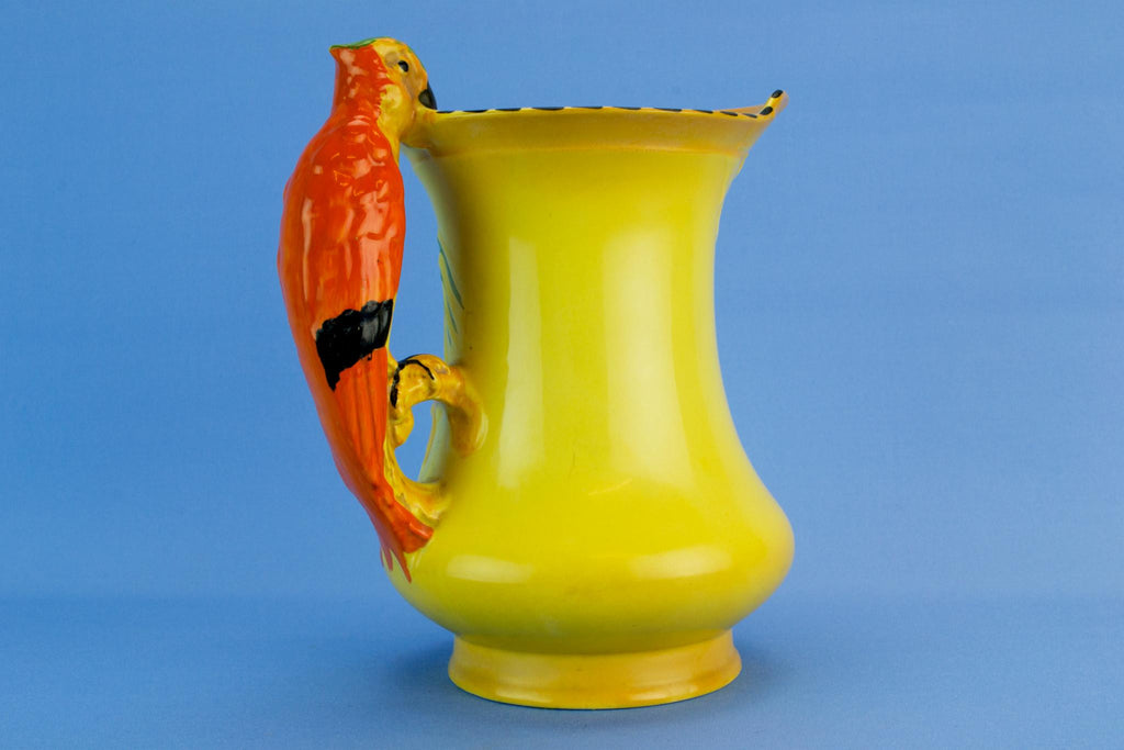 Bold red parrot jug, English 1930s