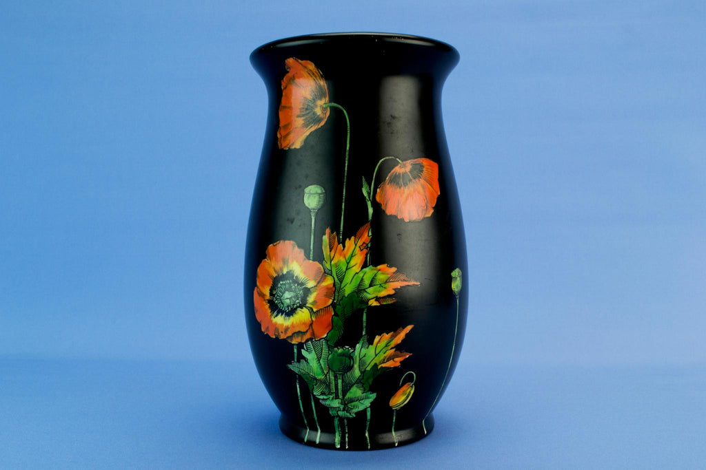 Black Art Deco poppy vase, English 1930s