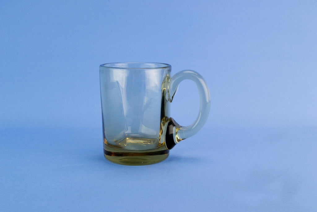 Glass 1/2 pint beer mug, English Early 1900s