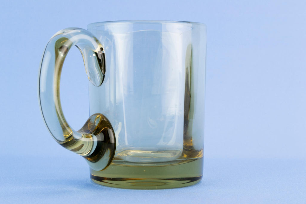 Glass 1/2 pint beer mug, English Early 1900s