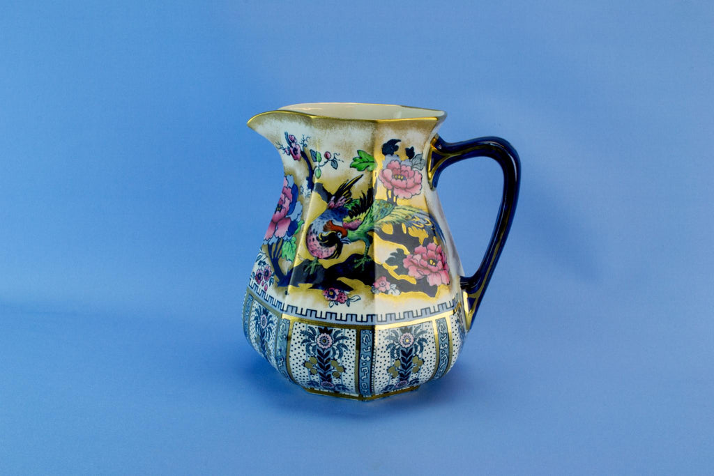 Blue and gold water jug, English 1920s