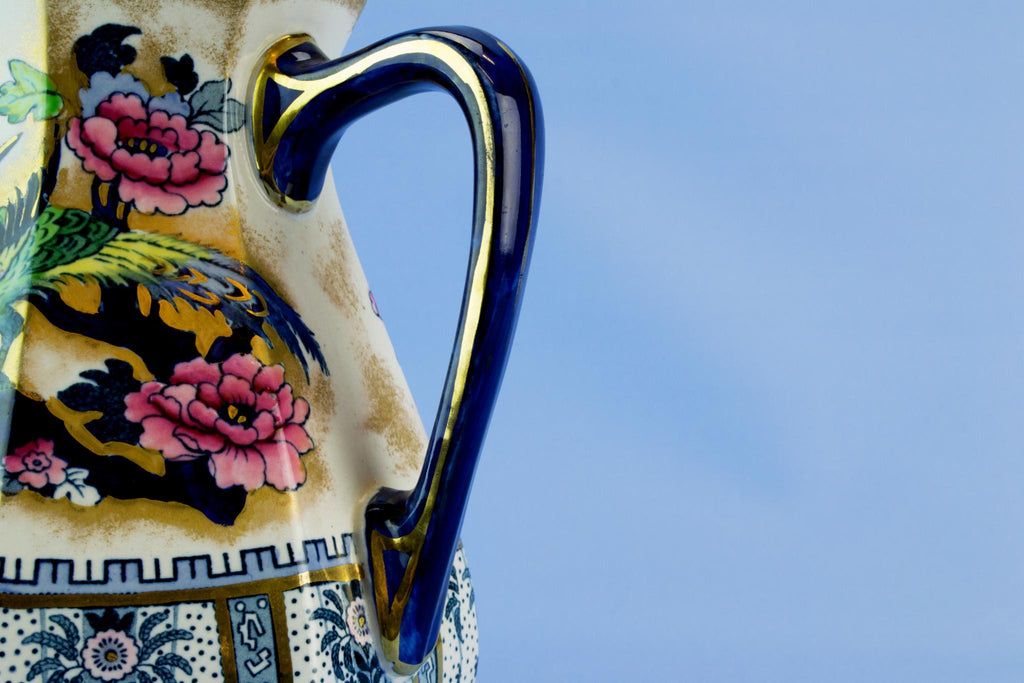 Blue and gold water jug, English 1920s