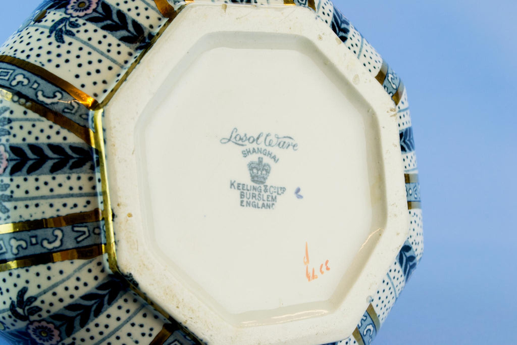 Blue and gold water jug, English 1920s