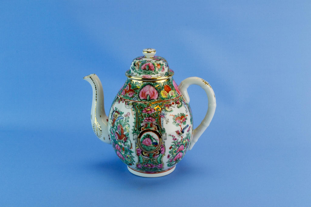 Porcelain floral teapot, Chinese 1970s