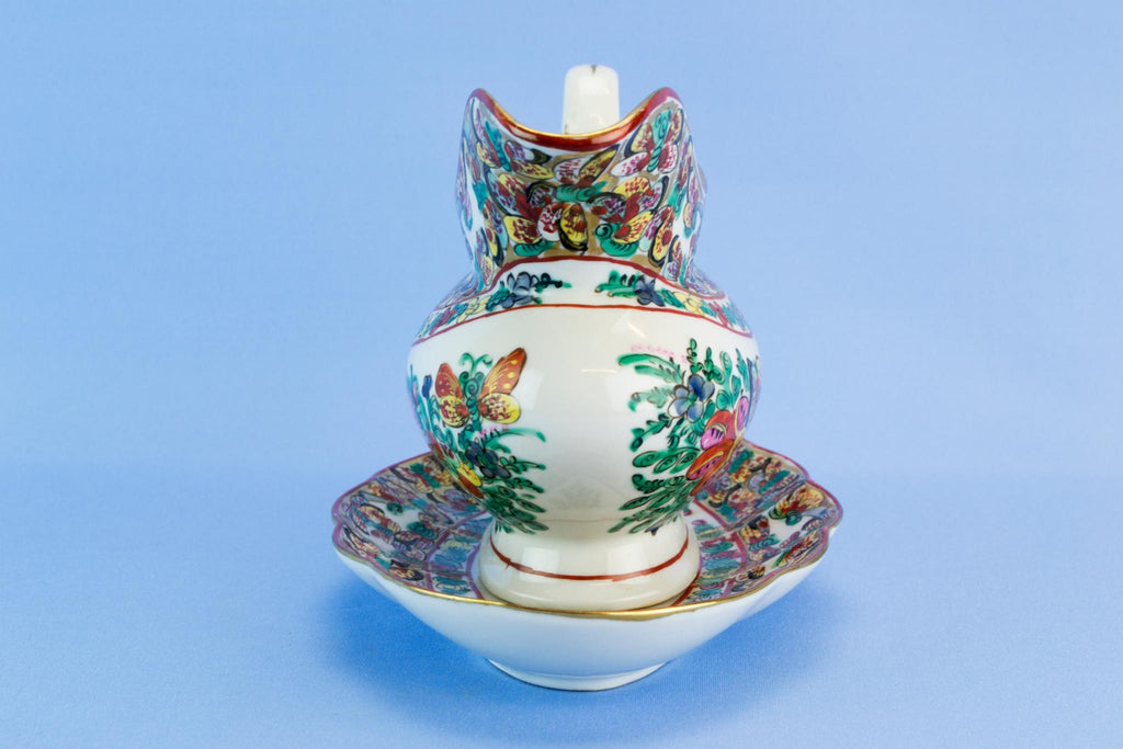 Porcelain gravy boat on platter, Chinese 1970s