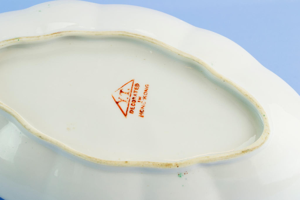 Porcelain gravy boat on platter, Chinese 1970s