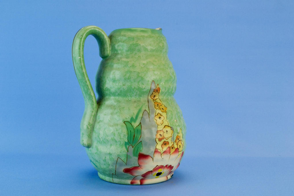 Green Art Deco water jug, English 1930s