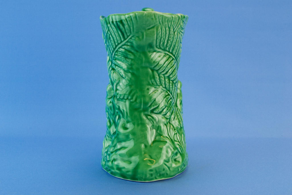 Green water jug with rabbits, English 1950s