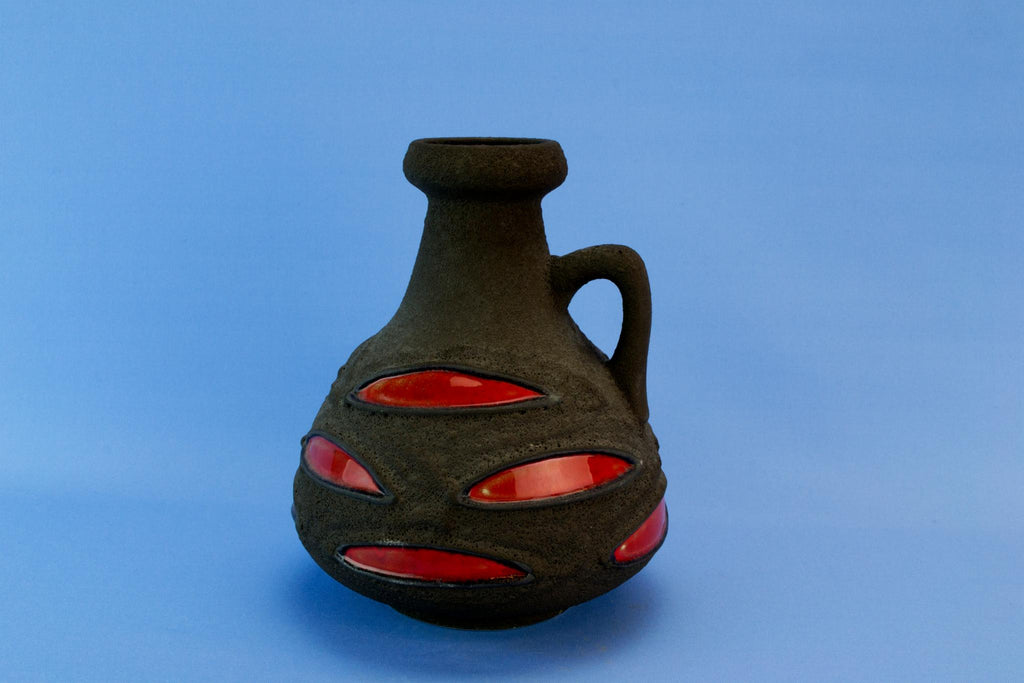 Red lava glaze jug, German circa 1970