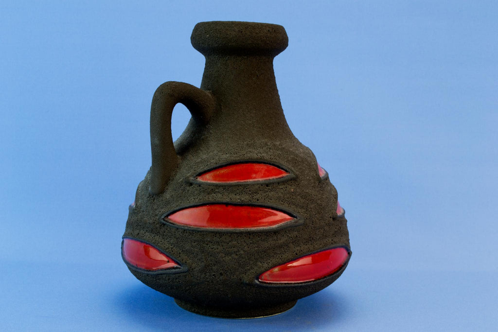 Red lava glaze jug, German circa 1970