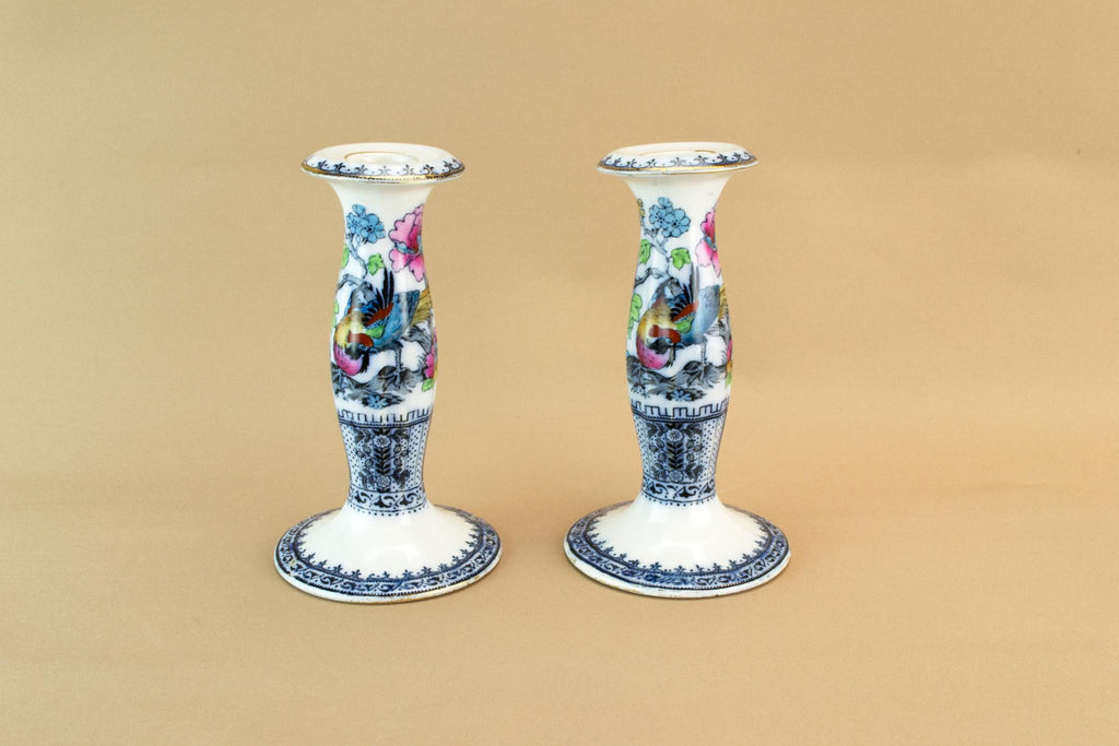 2 Losol Ware candlesticks, English 1920s
