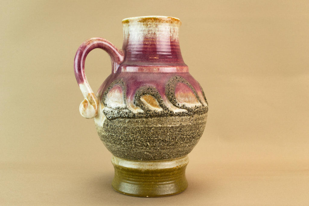 Purple lava glaze flower jug, German 1970s