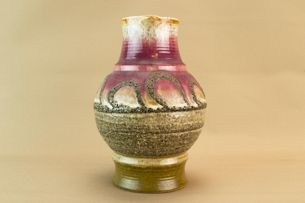 Purple lava glaze flower jug, German 1970s