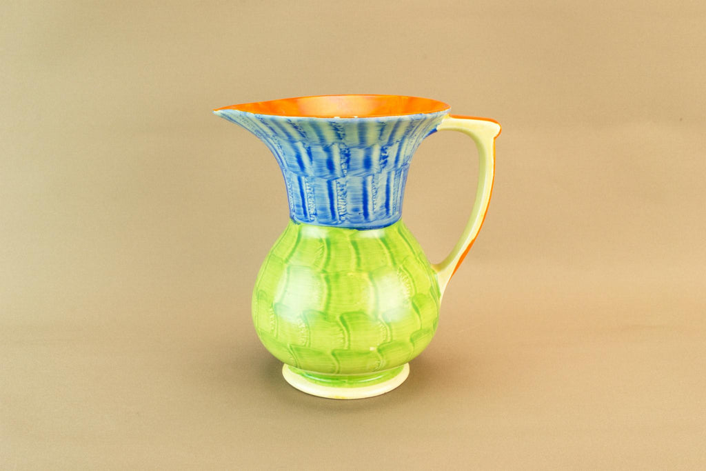 Green and Blue Art Deco jug, English 1930s