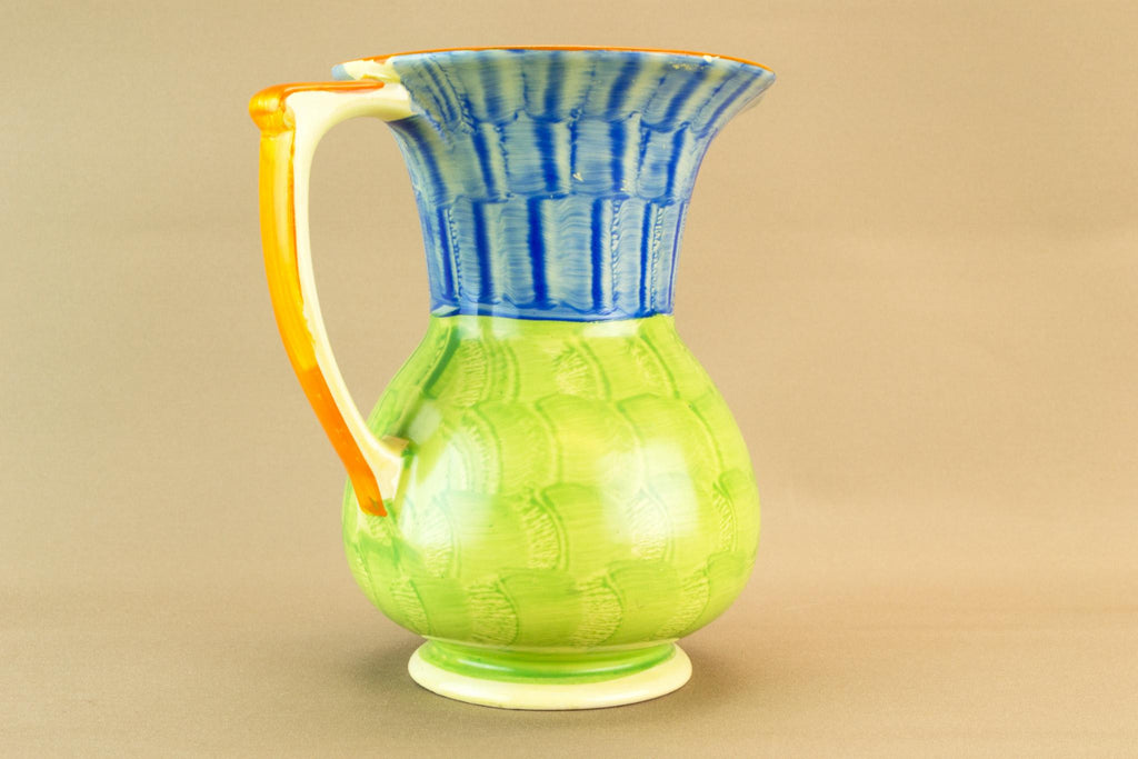 Green and Blue Art Deco jug, English 1930s