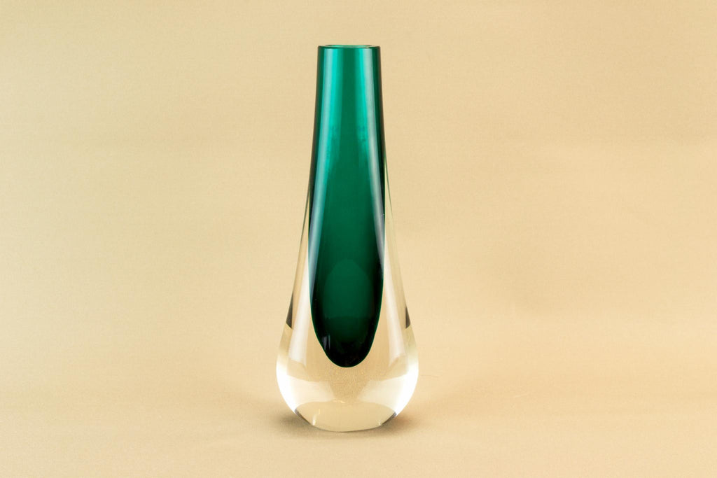 Green Whitefriars glass vase, English 1970s