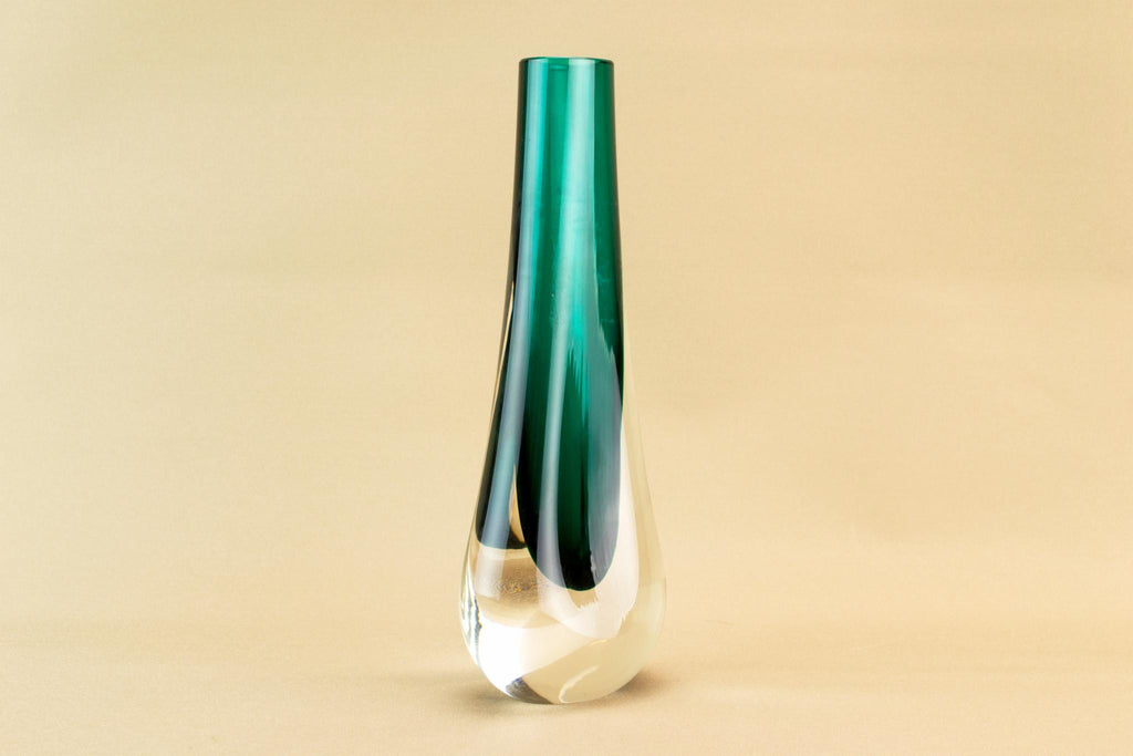 Green Whitefriars glass vase, English 1970s