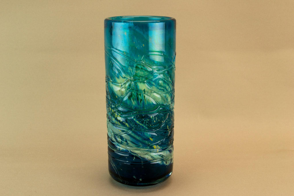 Mdina green glass vase, Maltese 1970s