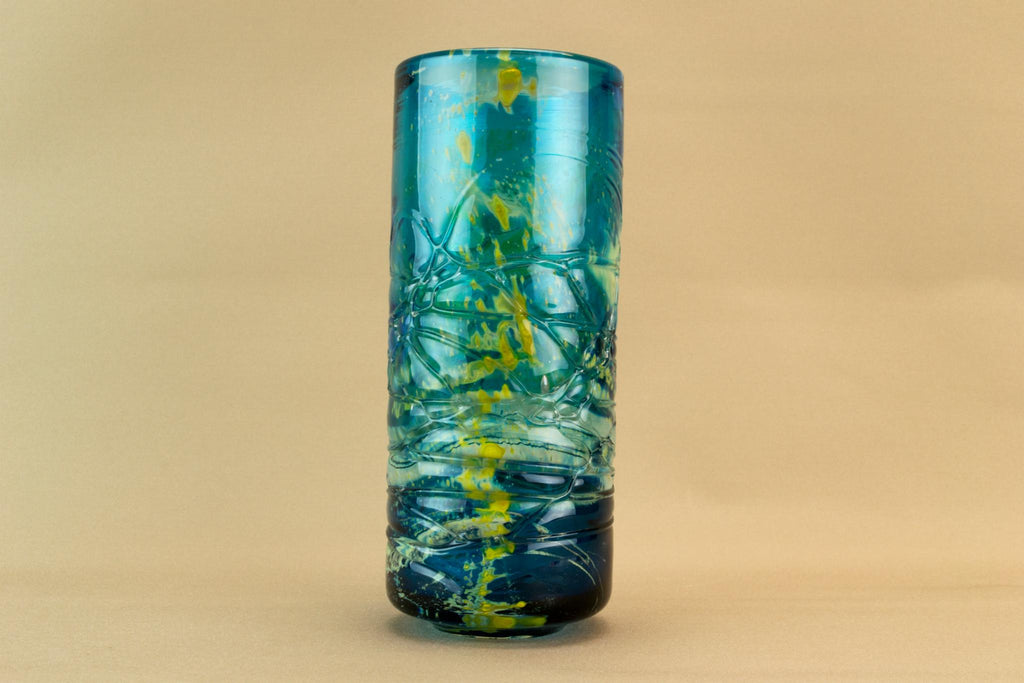 Mdina green glass vase, Maltese 1970s