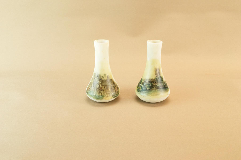 2 small glass vase, English early 1900s