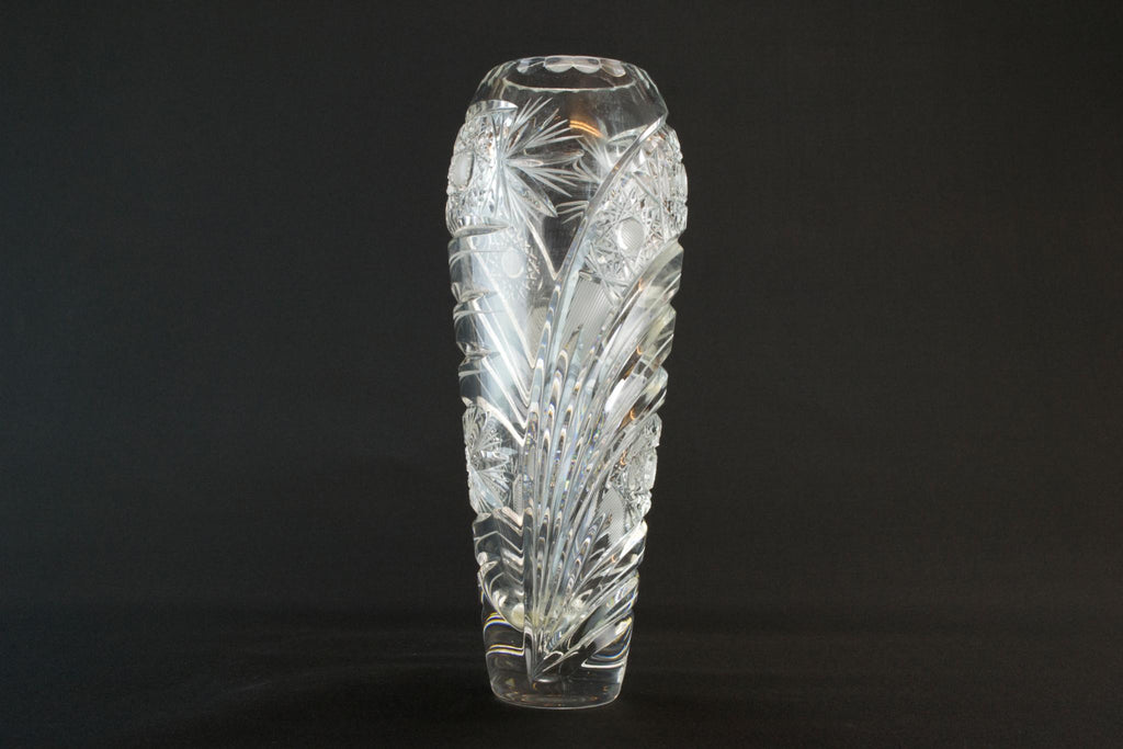 Cut glass thin vase