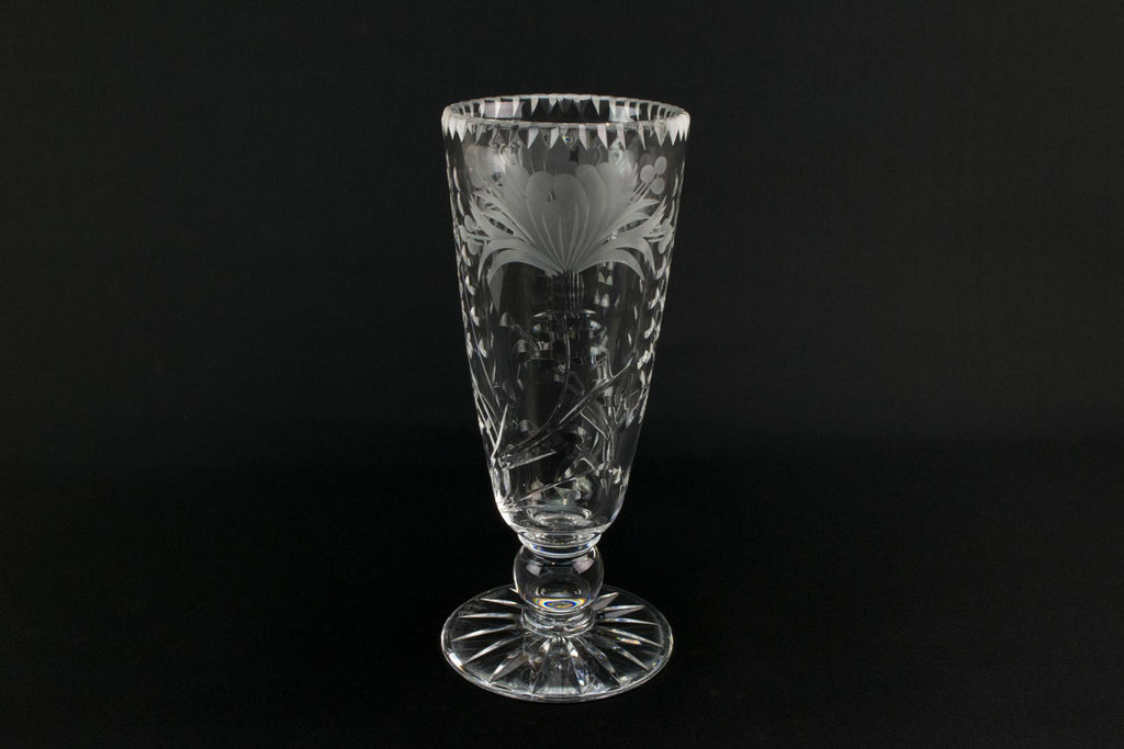 Royal Brierley cut glass vase, English 1980s