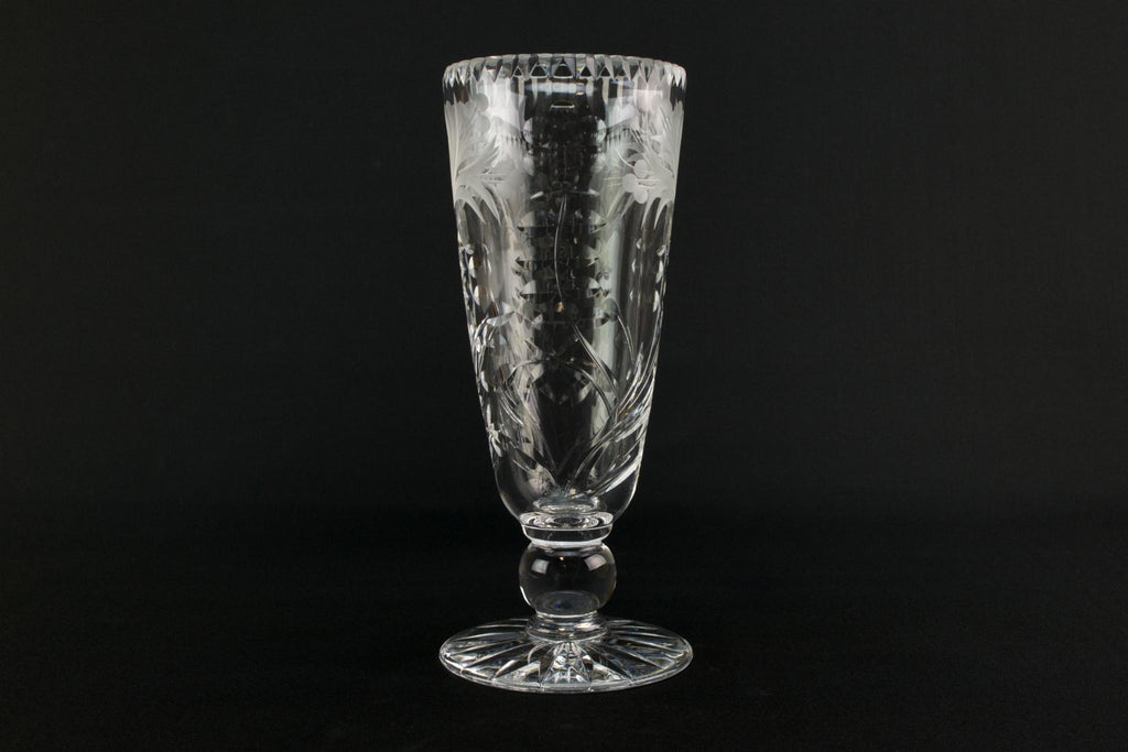 Royal Brierley cut glass vase, English 1980s