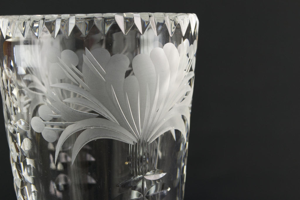 Royal Brierley cut glass vase, English 1980s