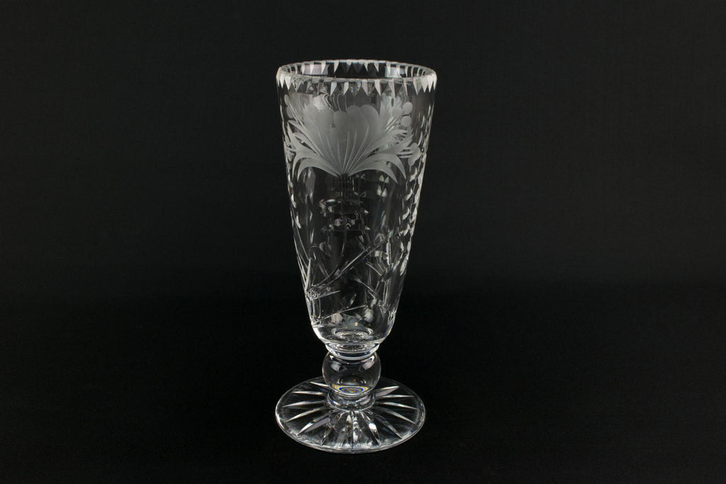 Royal Brierley cut glass vase, English 1980s