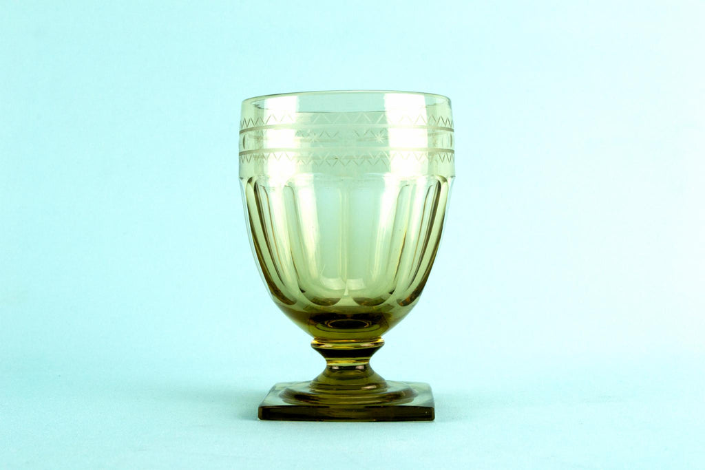 6 Art Deco smoky grey glasses, English 1920s