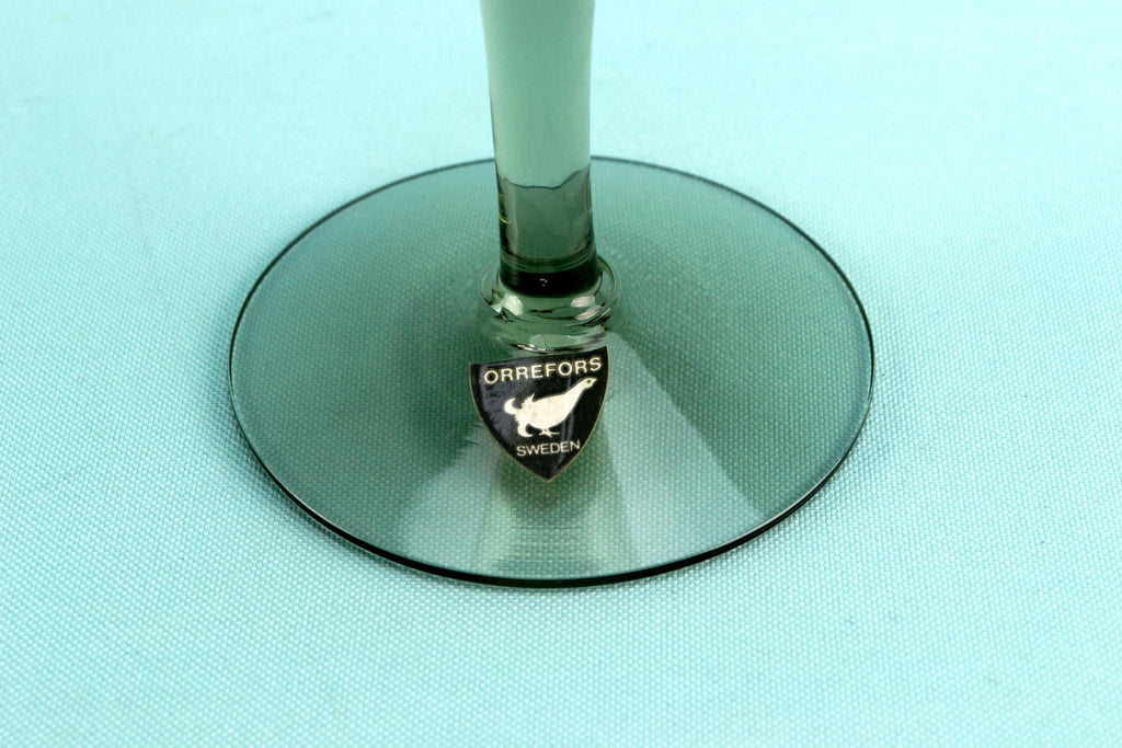 6 Orrefors Champagne glass flutes, Swedish 1970s