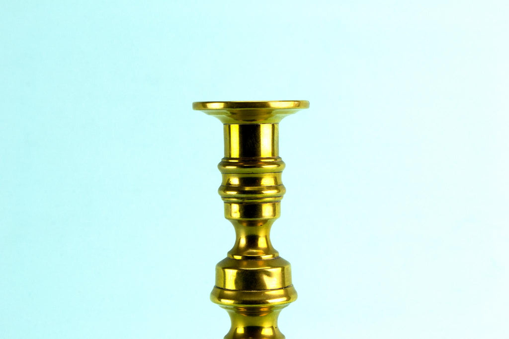 2 brass candlesticks, English late 18th century