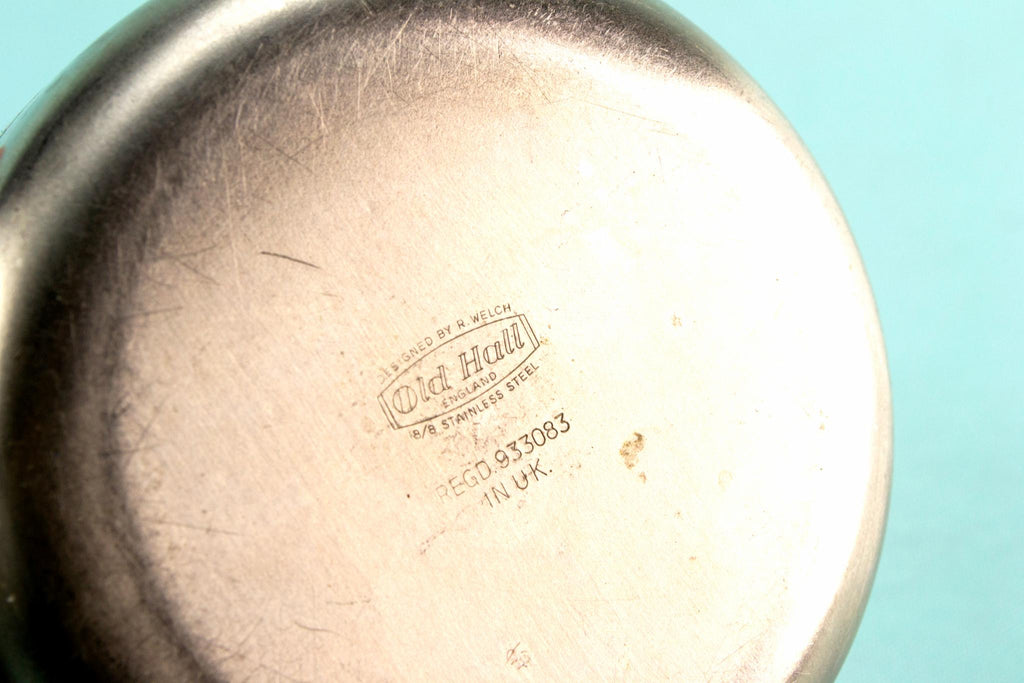 Stainless steel condiment pot, English 1960s