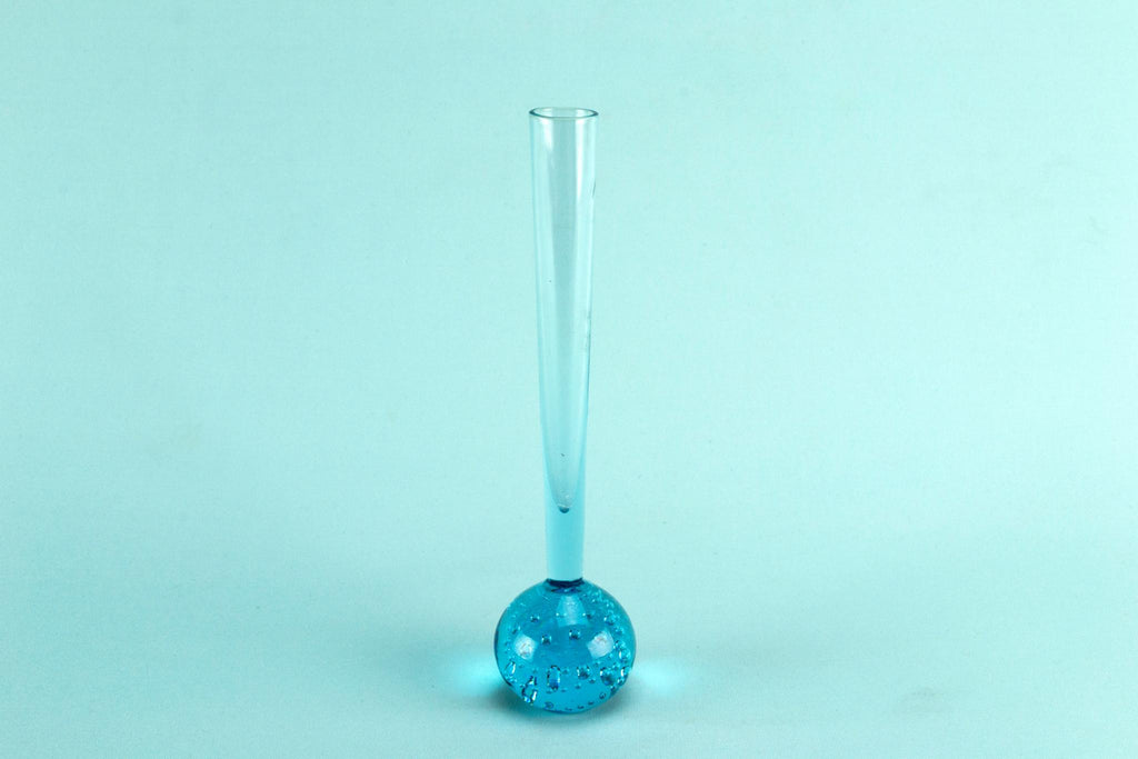 Small blue glass vase, Swedish 1960s