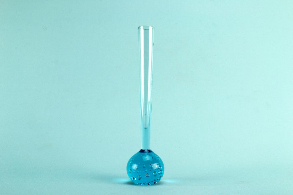 Small blue glass vase, Swedish 1960s
