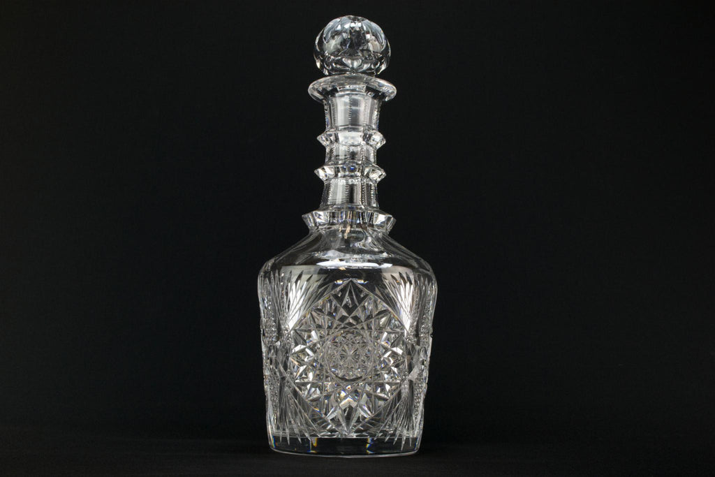 Sparkling cut glass decanter, English 1970s
