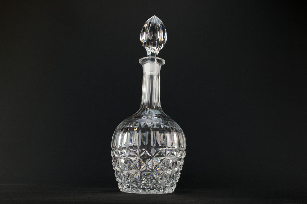 Large cut glass wine decanter