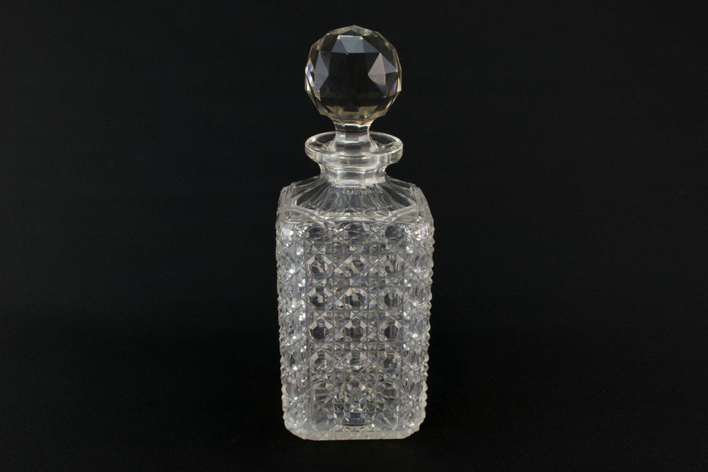 Square Whisky Decanter, English Early 1900s