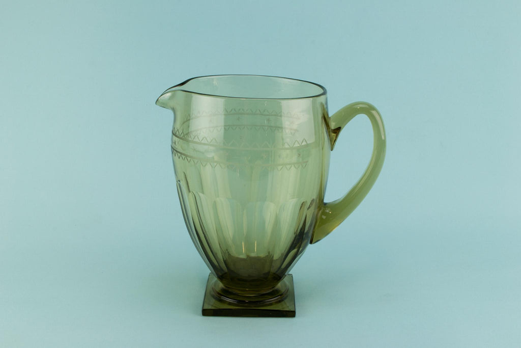 Smoky grey glass Art Deco jug, English 1920s