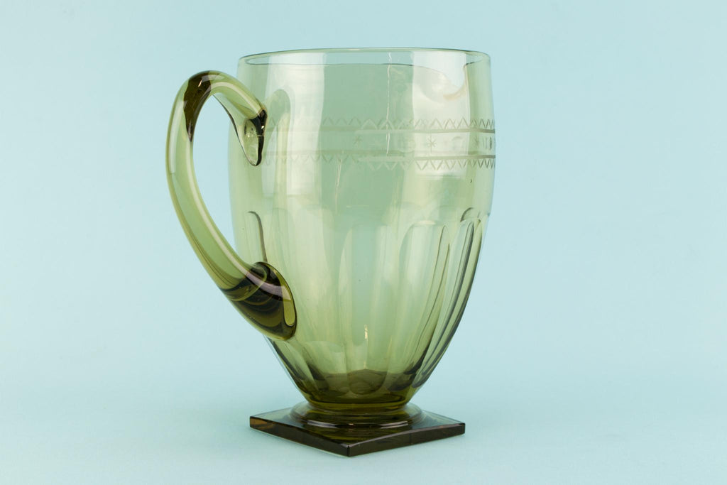 Smoky grey glass Art Deco jug, English 1920s