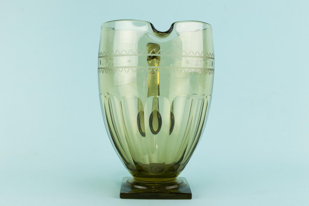 Smoky grey glass Art Deco jug, English 1920s